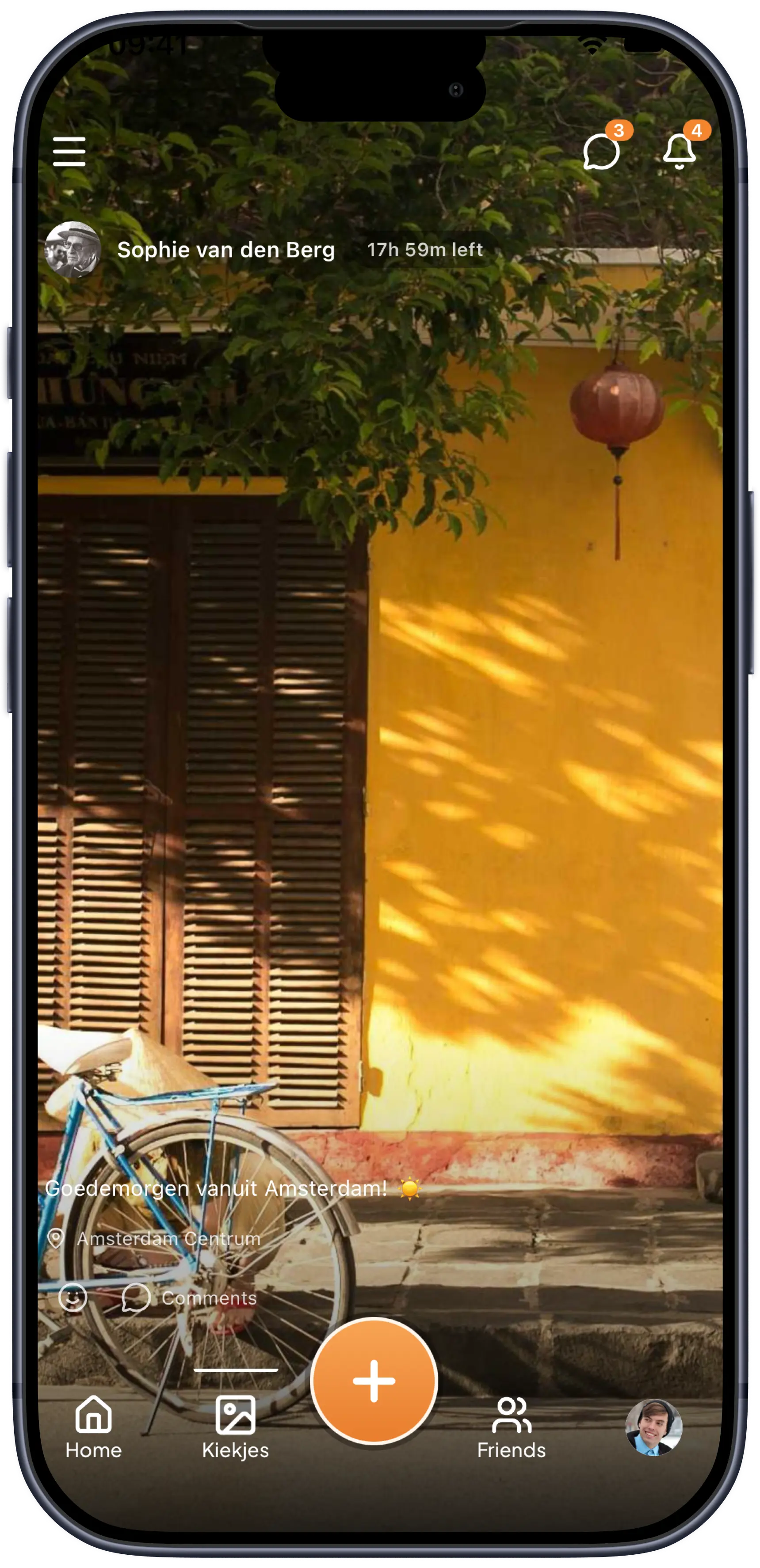 Preview van het kiekjes-scherm in Klets